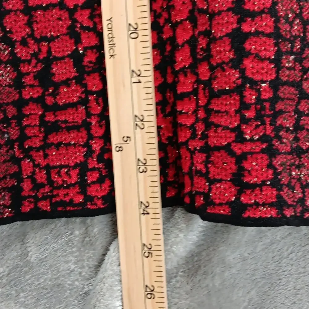 Carmen Marc Valvo Sweater w/ Faux Fur Collar Red‎ & Black Women's Size Small
